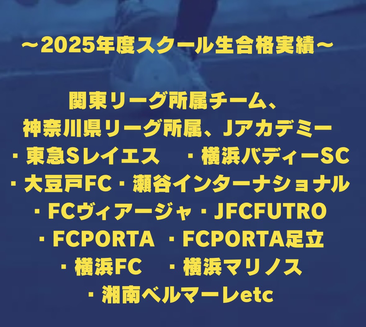 2025年度 GFCスクール生 ジュニアユース合格実績